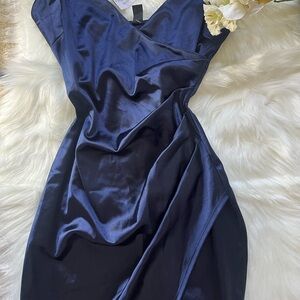 Windsor Blue Ruffled Asymmetrical Sheath Dress